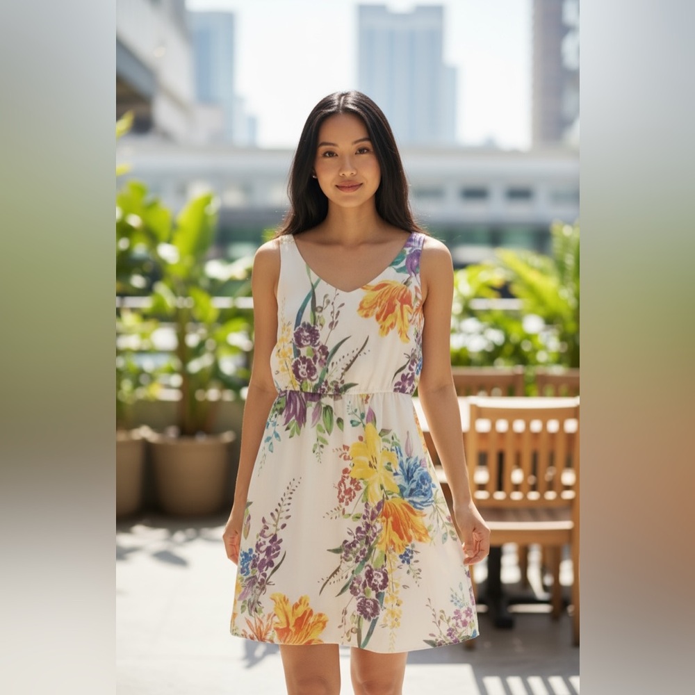 Old Navy Floral Mini Dress - Purple, Yellow, Blue